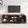 Farmhouse TV Stand for 75" TVs - Sturdy Metal Legs & 2 Open Shelves, Wood Media Console for Living Room - 2 of 4