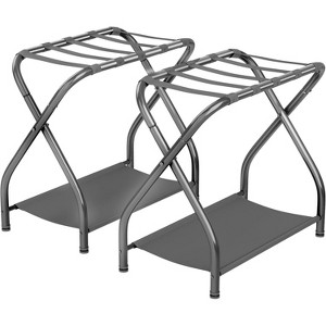 Bartnelli 2-Pack Premium Collapsible Metal Luggage Rack with Folding Storage Shelf and Durable Nylon Straps - 1 of 4