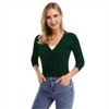 Clearlove Women's Cropped Bolero Cardigan – 3/4 Sleeve V-Neck Basic Classic Casual Button Down Knit Soft Sweater Top - 2 of 4
