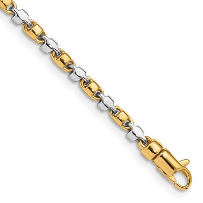 Black Bow Jewelry 2.6mm 14K Two Tone Gold Solid Fancy Chain Link Bracelet