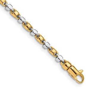 Black Bow Jewelry 2.6mm 14K Two Tone Gold Solid Fancy Chain Link Bracelet - 1 of 3