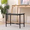 VYNXARIA Handwoven Paper Rope Foot Rest Stools: Stylish Ottomans for Entryway, Living Room, Bedroom & Office (Black) - 3 of 4