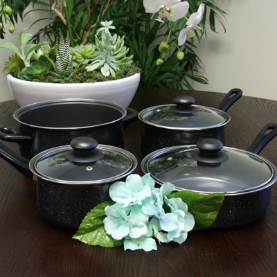 Casselman Black Speckled Carbon Steel 7-Piece Non-Stick Cookware Set