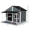 Outdoor Dog House Cabin Styleen Raised Pet Kennel with Asphalt Roof, Front Door, Side Window, Porch for Medium and Large Dogs - 3 of 4