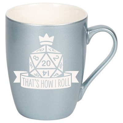 100 North Dice 10 Ounce Frosted Blue Metallic Finish, Comfortably Fits Your Hands, New Bone China Coffee Tea Cup Mug, That's How I Roll