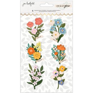 Jen Hadfield Live & Let Grow Floral Layered Stickers with Gold Foil - 6pcs - 1 of 1