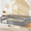 TiramisuBest Full Floor Bed Frame with Fence - Grey Pine Design - 3 of 4