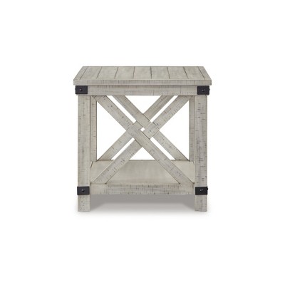 Carynhurst Contemporary White Wood Rectangular End Table with Storage