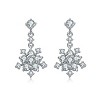 Guili Sterling Silver Rhodium Plated Clear Round Cubic Zirconia Cluster Flower Drop Earrings, a Delicate and Elegant Blooming Statement - 3 of 3