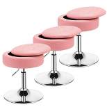 Costway Set of 3 Adjustable Vanity Stool 360° Swivel Storage Makeup Chair with  Tray White/Black/Pink