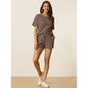 cheibear Women's Casual Pullover Short Sleeve Sleepshirt with Shorts Waffle Pajama Sets - 3 of 4