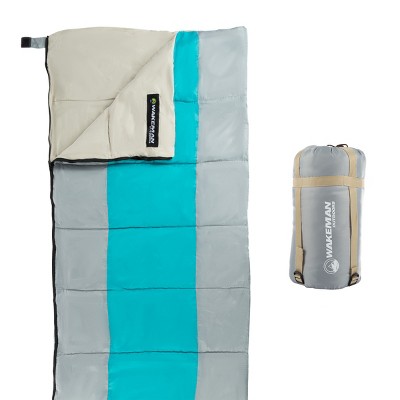 Leisure Sports Adult/Kids Lightweight Sleeping Bag With Carrying Bag for Camping, Backpacking, Sleepovers - Turquoise/Gray