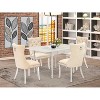 5-Piece Linen White Finish Solid Wood Top - Rectangular Upholstered Dining Room Set  - (Seats-4) - 2 of 4