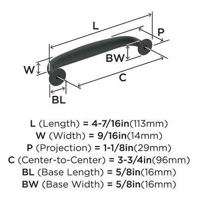 Matte Black Traditional Cabinet Drawer Pull with Mounting Hardware