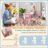 Lirago Kids Wood Table and 4 Chairs Set with Easy Wipe Tabletop Adjustable Height Children Activity Table Toddler Furniture Set with Storage Pink - 4 of 4
