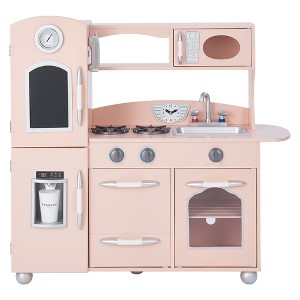 Teamson Kids Little Chef Westchester Retro Pretend Play Kitchen with Accessories, Ice Dispenser, Oven, Microwave, Refrigerator, Pink - 1 of 4