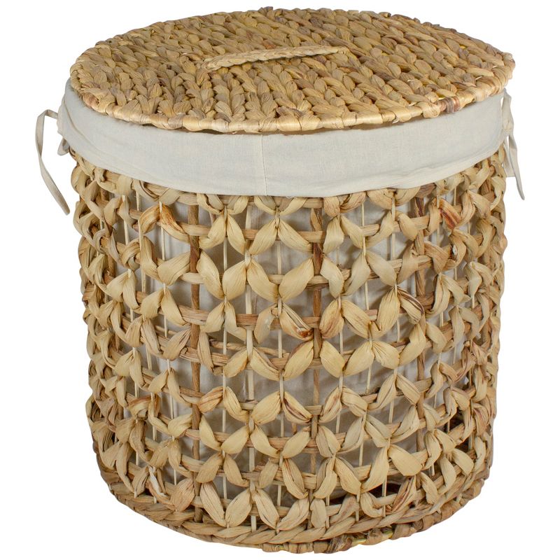 Northlight 16" Natural Woven Laundry Hamper Basket with Cotton Liner and Lid, 1 of 5
