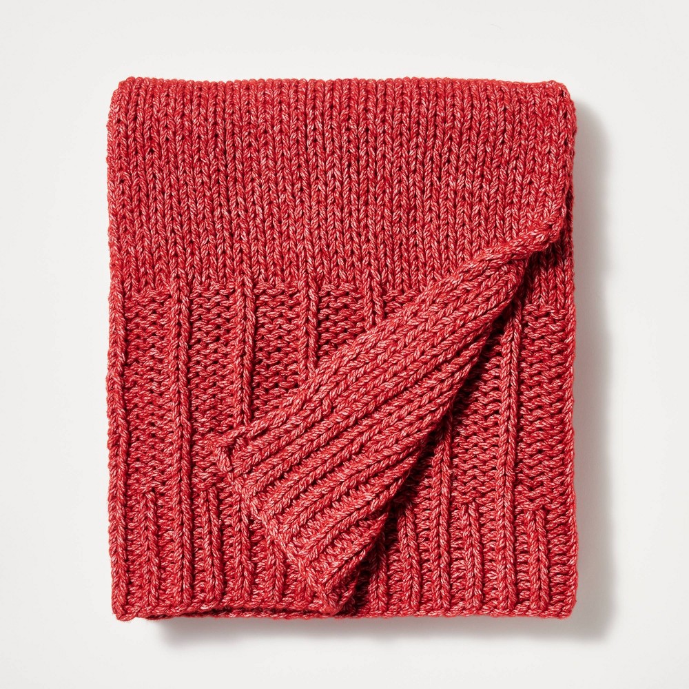 Chunky Knit Throw Blanket Red - Threshold™ designed with Studio McGee