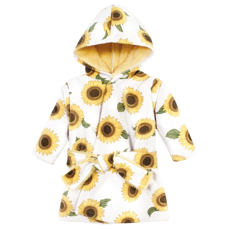 Hudson Baby Infant Girl Mink with Faux Fur Lining Pool and Beach Robe Cover-ups, Sunflower, 1 of 3