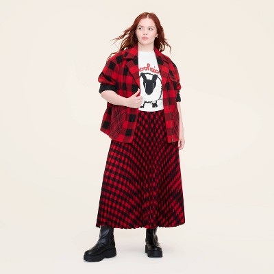 Women's Buffalo Check Midi A-Line Pleated Skirt - Woolrich x Target Red/Black
