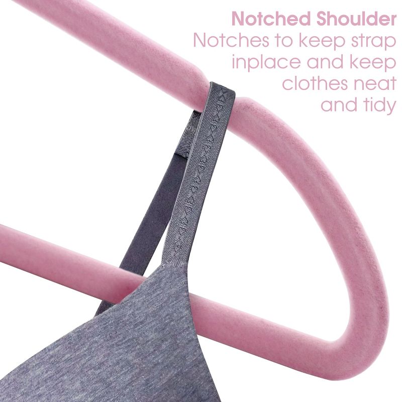 100 Piece Set of Velvet Slim Profile Heavy Duty Felt Hangers in Pink, 4 of 7