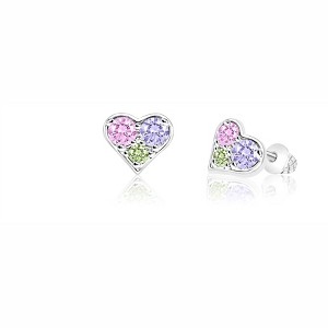 Chanteur Hypoallergenic Kids Jewelry Accessories Heart CZ White Gold Palladium Plating Stud Earrings Surgical Titanium Posts - 1 of 1