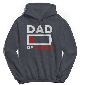 Rerun Island Men's Dad Of Two Girls Long Sleeve Graphic Cotton Sweatshirt Hoodie - 1 of 3