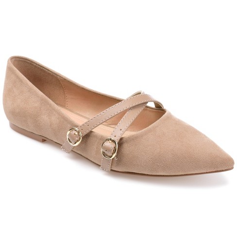 Journee Collection Womens Patricia Slip On Pointed Toe Ballet Flats Taupe 12