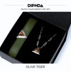 DIPHDA Luxury Match Your Pet Gift Box – Eco-friendly Vegan Leather Collar in Green w/ Tiger Eye Charm + Satelittle Triangle Crystal Necklace (Silver) - 2 of 4
