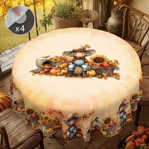 LOVEVOOK Fall Tablecloth, Sunflower Pumpkin Tablecloth, Thanksgiving Table Cover for Party Dining Picnic Table Decorations - 1 of 4