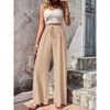 Women's Stylish Versatile Bubble Textured Wide - Leg Pants, Casual Loose - Fit Drawstring Trousers - 2 of 4
