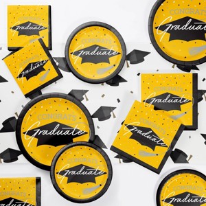 Creative Converting Graduate School Spirit Yellow Tableware Kit 18ct - 1 of 4