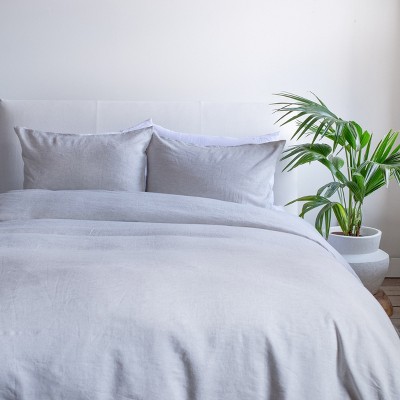 Pebble Heather Full/Queen French Linen Duvet Cover