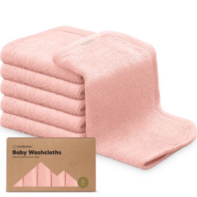 Image of 6pk Deluxe Baby Washcloths, Organic and Soft Baby Wash Cloth, Baby Bath Towel, Face Cloths (Blush Pink)