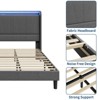 Bed Frame with Charging Station & LED Lights, Modern Platform Bed with Wooden Slats, Upholstered Headboard, No Box Spring, Easy Assembly - 2 of 4