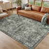 Vintage Machine Washable Rug for Living Room Non-Slip Non-Shedding Distressed Floral Printed Indoor Carpet - 4 of 4