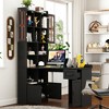 Lyngins L-Shaped Computer Desk with Storage, Tiered Open Shelf, 4 Cabinets + 1 Drawer, Home Office Desk/Corner Desk/Hutch Desk for Study Room/Bedroom - 2 of 4