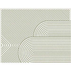 Acekool Modern Line Scalloped Area Rug, Ultra Soft Pearl Velvet, Washable - 1 of 1