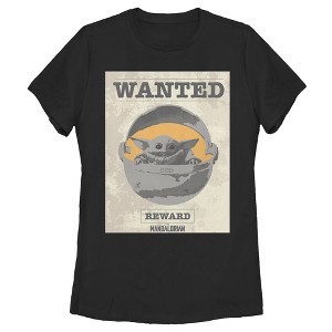 Women's Star Wars The Mandalorian The Child Wanted Sign T-Shirt - 1 of 3