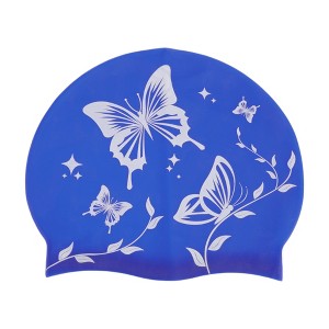 Unique Bargains Silicone Butterfly Vine Leaves Pattern Waterproof Swim Cap 1 Pc - 1 of 4