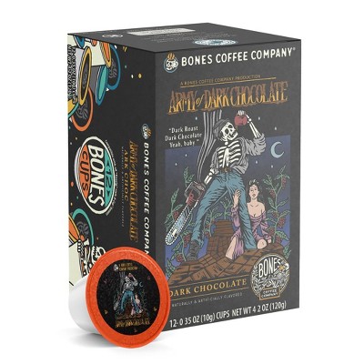 Bones Coffee Army of Dark Chocolate Dark Chocolate Flavor 12ct Single-Serve Bones Cups Coffee Pods Compatible with Keurig Coffee Maker