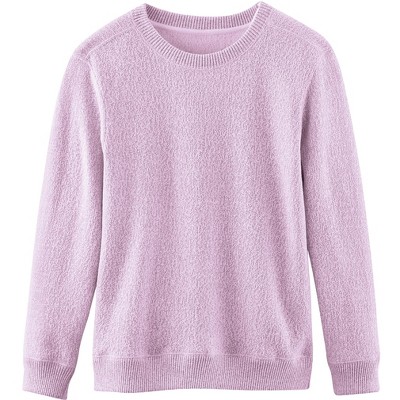 Collections Etc Cozy Heathered Fleece Stylish Crewneck Pullover