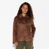 Women's Pointed Collar Faux Suede Chore Coat - Wild Fable™ Brown - 2 of 3