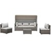 Courtyard Casual Taupe Aurora Outdoor Sectional to Daybed Combo with Canopy - 4 of 4
