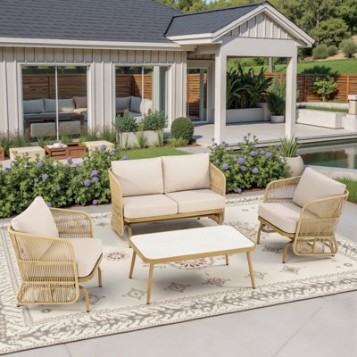 Outdoor Patio Furniture Set All Weather Wicker Conversation Set