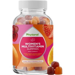 Women's Multivitamin Gummies with Orange, Cherry & Strawberry Flavors, Chewable Gummies with Immune System Booster and Zinc, Phytoral, 90ct - 1 of 4