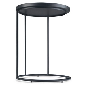 NicBex Round End Table with Clear Glass Table Top Small Side Table in Black Metal for Indoor Outdoor - 1 of 4