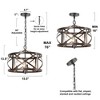 LNC Ribbon 4-Light 15.5" Farmhouse Drum Small Chandelier, Distressed Black and Antique Brown Wood Tone - 3 of 4