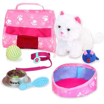 Sophia’s White Plush Kitty Cat and Accessories Set for 18" Dolls