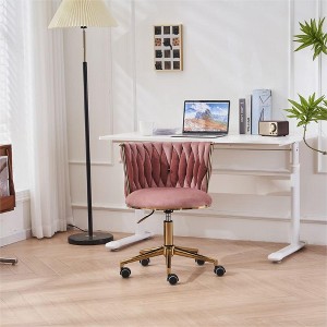 Office Desk Chair,Upholstered Home Office Desk Chairs With Swivel Wheels,Velvet Office Chair With Gold Legs Discount Office Chairs-The Pop Home - 1 of 4